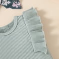 thumbnail image 4 of Dooleck Ribbed Baby Girl Clothes Ruffled Bodysuit Floral Shorts Pants Infant Outfit, 4 of 8