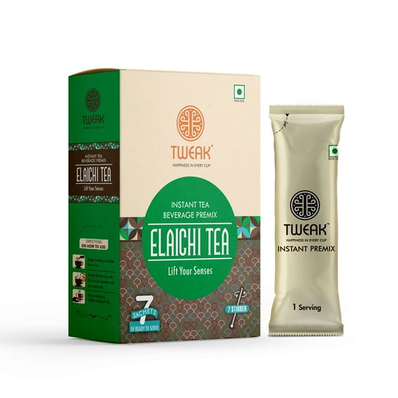 Tweak Elaichi Tea (Chai) Instant Premix 3-in-1 | Authentic Indian Chai Latte | 7 Sachets | Ready in Seconds | No Artificial Flavors