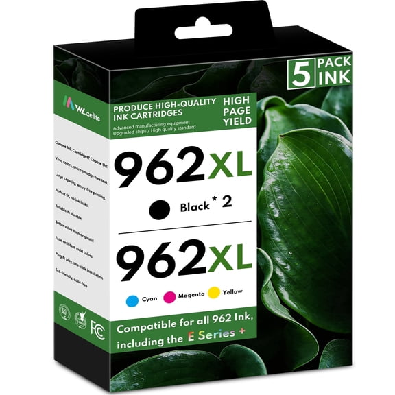 962XL 962 XL Ink Cartridges Compatible for 962 Ink Cartridges for 9014 9027 9018e 9015e 9010 Series Printer (5 Pack)