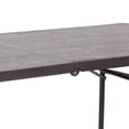 thumbnail image 3 of 30''W x 72''L Bi-Fold Brown Wood Grain Plastic Folding Table with Carrying Handle, 3 of 9