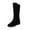 Black, variant on Lovskoo 2024 Women's Knee High Boots Faux Suede Round Toe Warm Retro Shoes Low Heel Western Boots Black