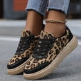 thumbnail image 5 of Womens Leopard Print Casual Flat Shoes Low Top Lace Up Sneaker Everyday Walking Footwear, 5 of 8