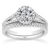 Pompeii 7/8ct Round Halo Diamond Engagement Ring Wedding Set 14K White Gold (G/H,I1-I2)