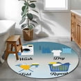 thumbnail image 4 of Round Rugs 3.3 Ft, Blue Ombre Laundry Non Slip Area Rugs for Kitchen Bedroom Entryway, Wash Dry Fold Repeat Washable Carpet Runner Rug Floor Mats for Bedroom Home Decor, 4 of 8