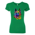 thumbnail image 2 of Wild Bobby, Colorful Happy German Shepherd Dog Animal Lover Womens Slim Fit Junior Tee, Kelly, X-Large, 2 of 3