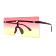 thumbnail image 3 of Retro Oversize Rimless Rectangle Shield Sunglasses Tortoise Red Yellow, 3 of 4