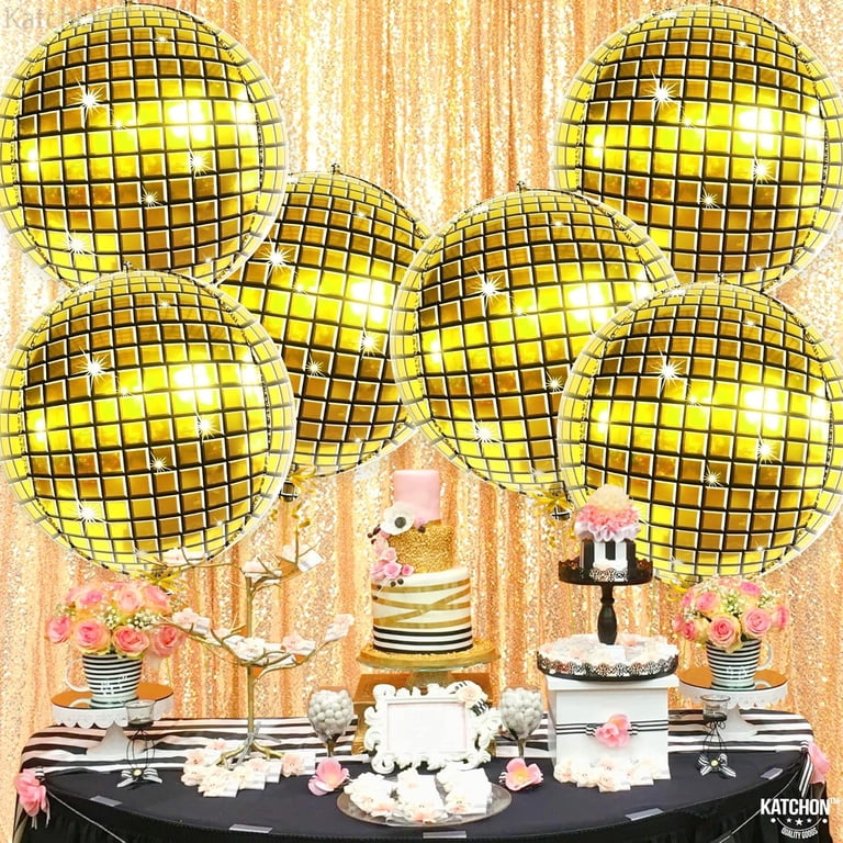 Silver Disco Ball & Star Balloons Set - 12 Pieces, 22 Inch Disco & 18 Inch Star Balloons For Parties