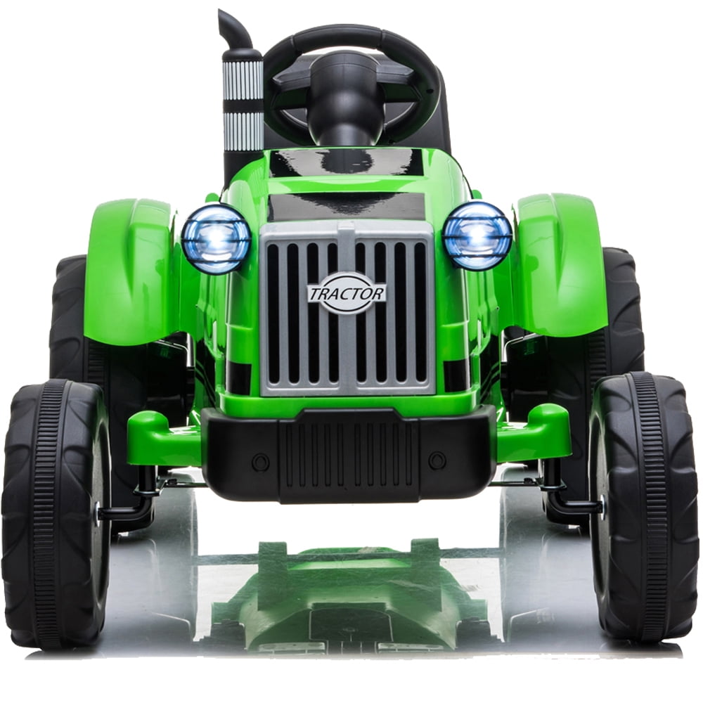 Kids Electric Tractor with Trailer, 12V Electric Kids Ride On Car with