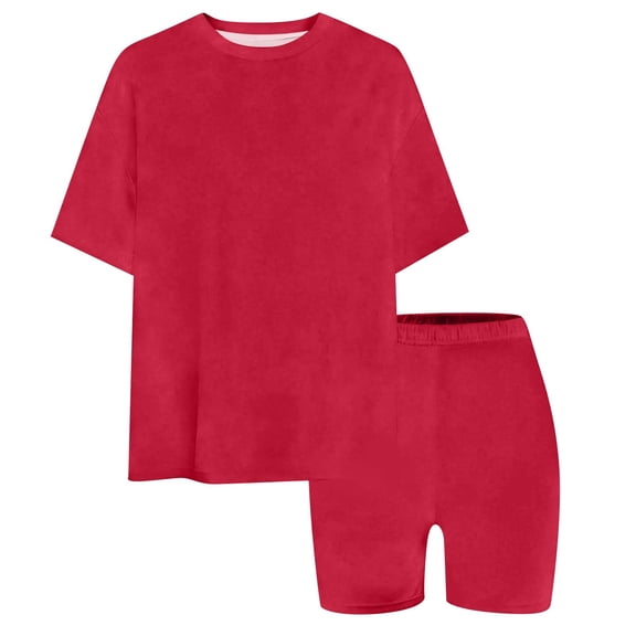 Otqutp 2 Piece Short Sets for Girls Short Sleeve Biker Shorts Set Summer Casual Beach Travel Vacation Outfits Matching Sweatsuit