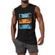 thumbnail image 1 of Camiseta sin mangas de cuello redondo para hombre, informal, a la moda, con estampado, deportiva, de poliéster, 1 of 5