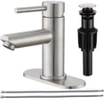 thumbnail image 1 of Grifos de baño de níquel cepillado, grifos de lavabo de baño de una sola manija de acero inoxidable, 1 orificio o 3 orificios con drenaje emergente para tocador de RV, 1 of 8