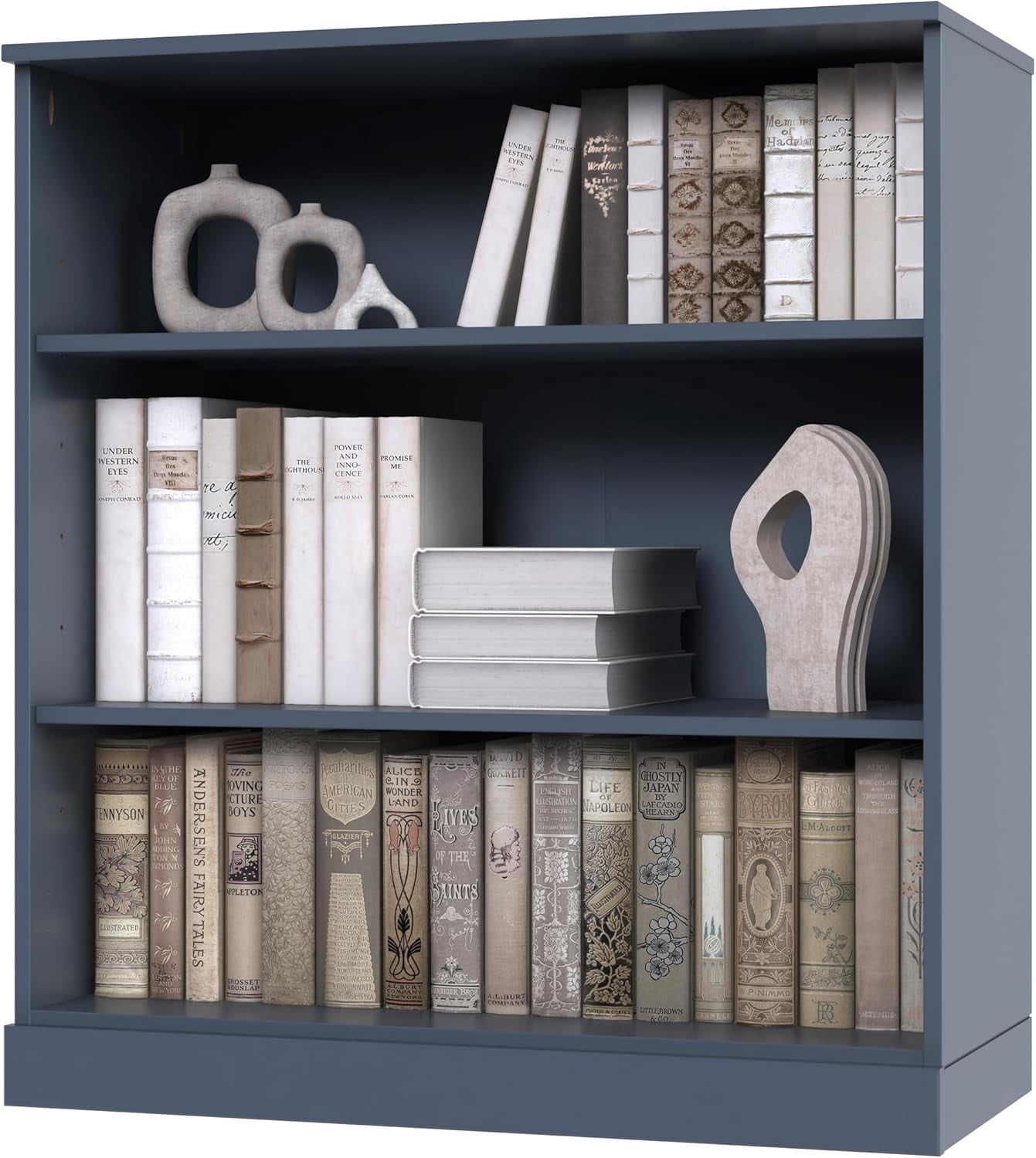 Palace Imports 100% Solid Wood 3-shelf Bookcase with Adjustable Shelves, White