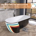 thumbnail image 3 of CLEARANCE! 65" Acrylic Free Standing Tub - Classic Oval Shape Soaking Tub, Adjustable Freestanding Bathtub with Integrated Slotted Overflow and Chrome Pop-up Drain Anti-clogging Black, 3 of 9