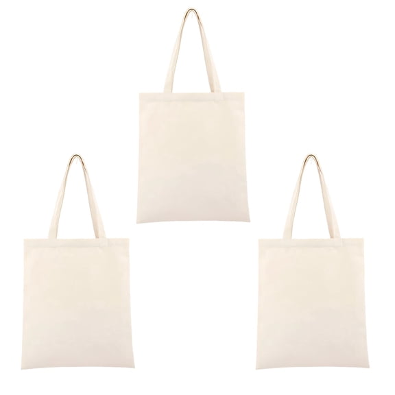 3 Pack Canvas Tote Bags, 13.8x15.7 Inch Natural Reusable Shopping Bags, Heavy Duty Blank Tote Bags for DIY and Grocery