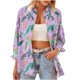 thumbnail image 5 of Camisetas de Cuello en V de Manga Larga para Mujeres con Estampado Navideño, Blusa Casual Delantera con Botón para Uso Diario, 5 of 9