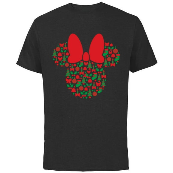 Disney Minnie Mouse Icon Red and Green Holiday - Short Sleeve Cotton T-Shirt for Adults - Customized-Black