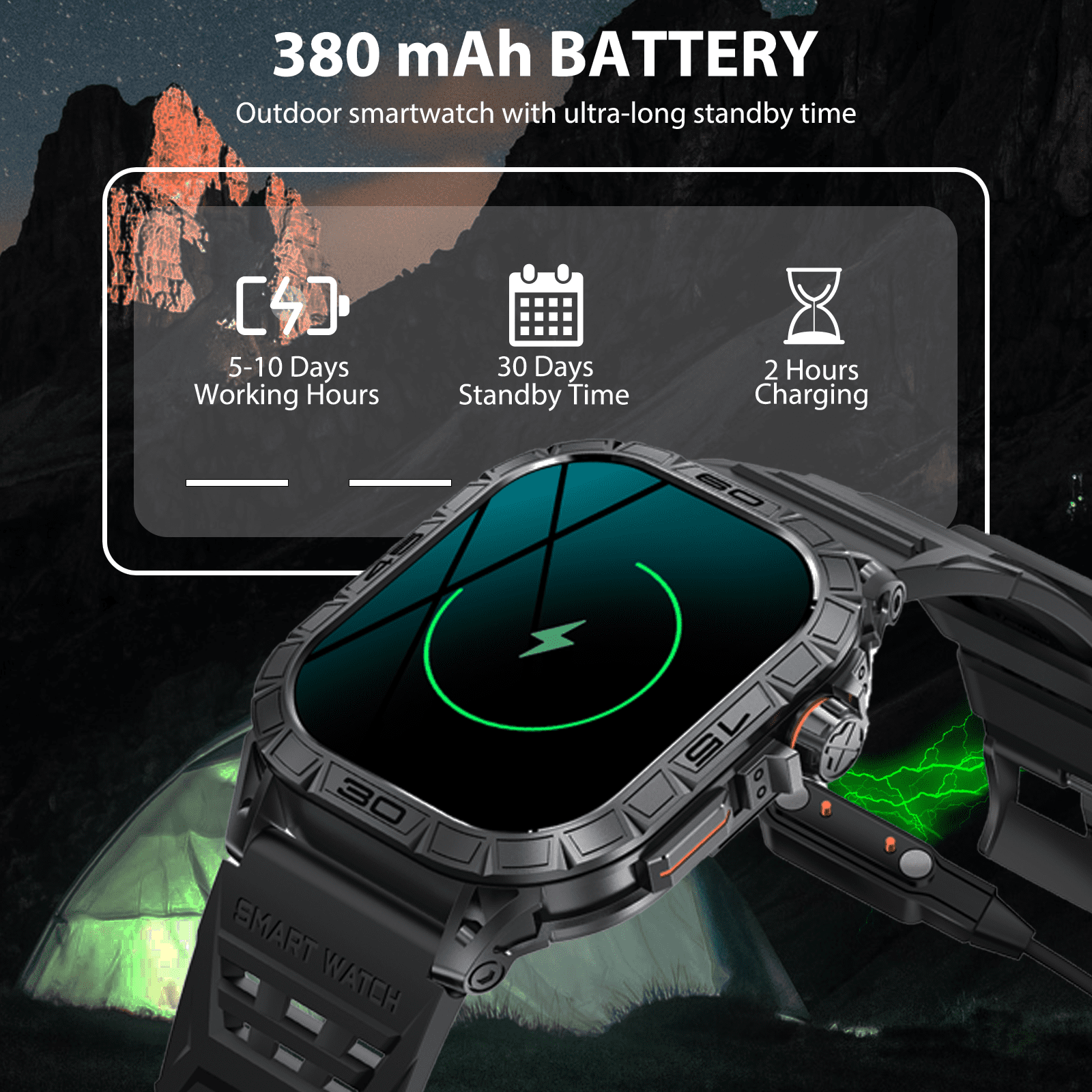 VOPOCO K63 Smart Watch for Men(Answer/Call) with AMOLED Screen Rugged Smart Watch Compass Big Battery Sports Smartwatch with 100+ Sport Modes Compatible with iOS Android, Orange, 1pc