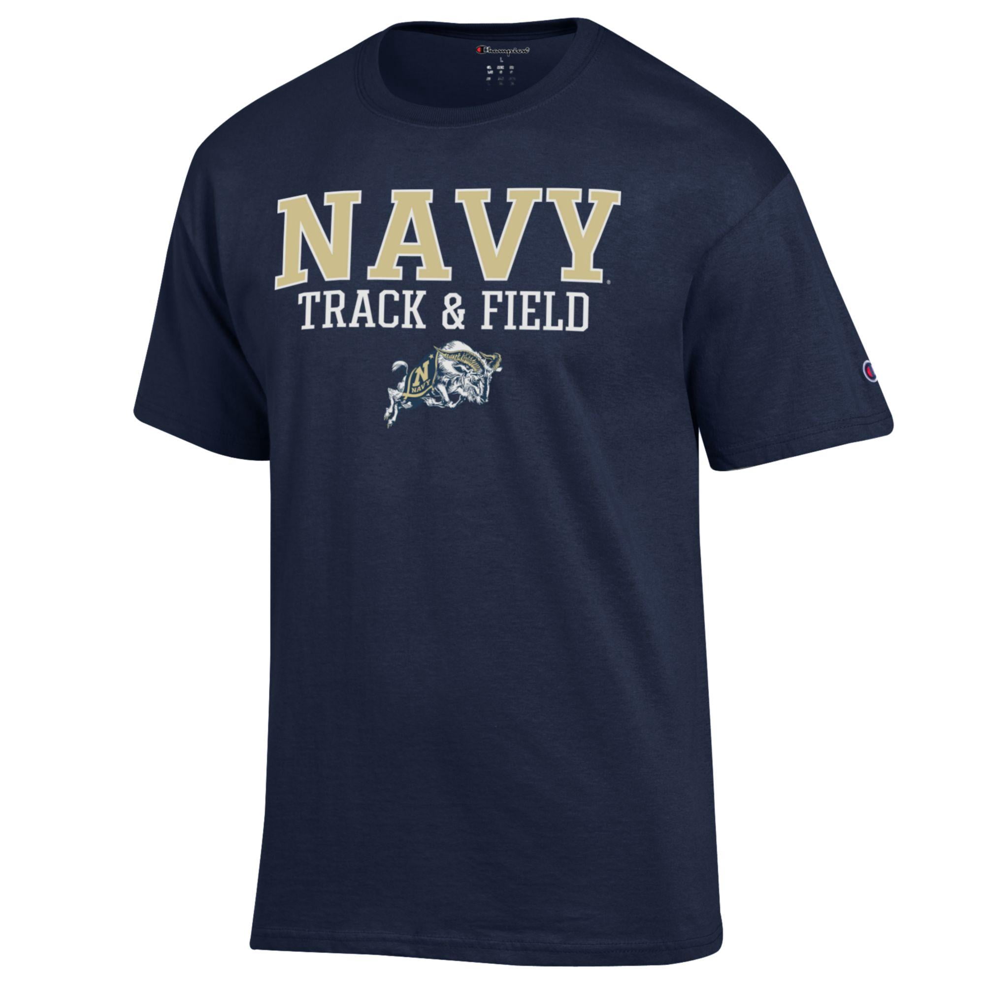 Men's Champion  Navy Navy Midshipmen Track & Field Stack T-Shirt
