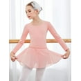 thumbnail image 4 of Oudiya Girls Ballet Leotards Long Sleeve Criss Cross Back Toddler Dance Outfits Leotard with Removable Shinny Skirt Combo 3-11Y, 4 of 8