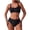 Black, variant on Womens High Waisted Bikini Sets Drawstring Tummy Control Swimsuits U Wired Tie Back Two Piece Bathing Suit Black M(M)
