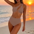 thumbnail image 4 of cocolona Womens One-shoulder Bikini Sets Summer Cute Solid Color Two Piece Swimsuits Vacation Beach Swimwear, 4 of 6