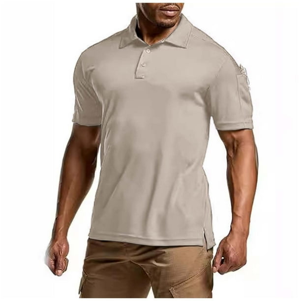 Camiseta de manga corta lisa con solapa para hombre: camiseta informal transpirable, estilo deportivo, combina con leggings/vaqueros, tallas S-XXXL.