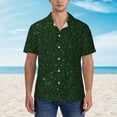 thumbnail image 2 of Fotbe Emerald Green Sparkling Hawaiian Shirt for Men Unisex Summer Beach Casual Short Sleeve Cotton Linen Button Down Shirts-Small, 2 of 5