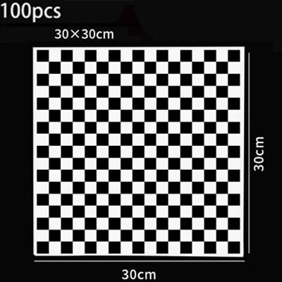 

100 Sheets Hamburger Bread Sandwich Coating Paper Oil Absorbing Paper Plaid Plate Liner Kitchen Baking Paper Cake Box Liner