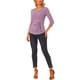 thumbnail image 2 of BLUSA RUCHADA PARA MUJERES CHIC INSPIRE CON BOTONES DECORATIVOS, CUELLO EN V, MANGA 3/4, TEJIDO SÓLIDO, TAMAÑO 3XL, GRIS MORADO, 2 of 6