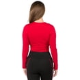 thumbnail image 3 of Women's Plunge Neck Wrap Tie Athleisure Crop Top, CRIMSON, S, 3 of 4