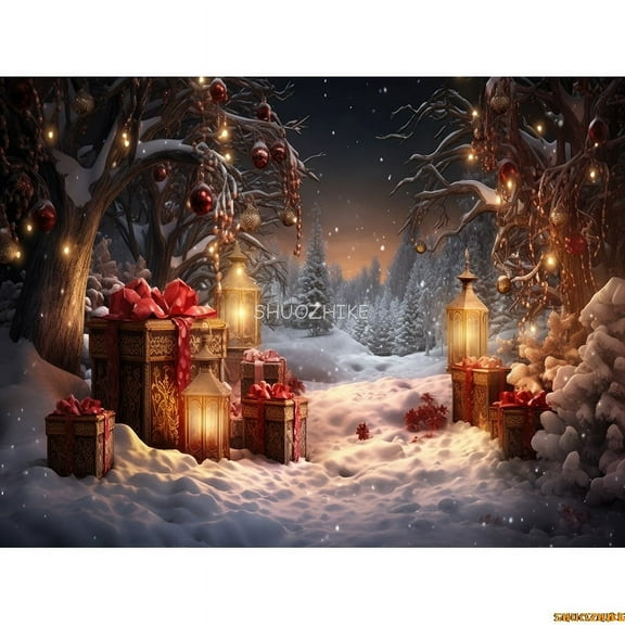 Wreath Christmas Eve Festival ration Living Room Photography Backdrops New Year Holiday Fireplace Party Background JS-10