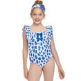 thumbnail image 2 of Girls Bathing Suits One Piece Bikinis for Hawaiian Bathing Suit with Skirt Adjustable Straps Tankini Sets Tie-Straps Ruched Side High Waisted Swimwear Set, 2 of 9