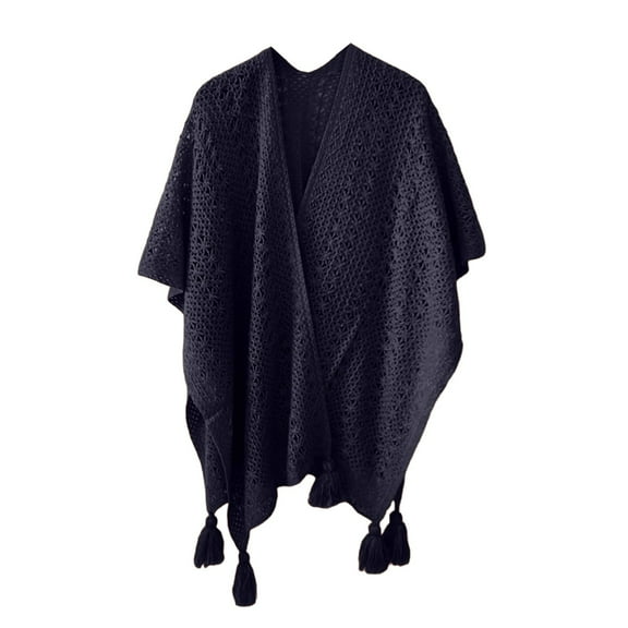 Shawl Wraps For Women Winter Ethnic Style Knitted Tassel Slit Shawl For Women Scarf