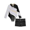 thumbnail image 6 of YiZYiF Kids Girls Tumble Long Sleeve Patchwork Gymnastics Leotard with Shorts 2-piece Dance Sports Outfit White 8, 6 of 7