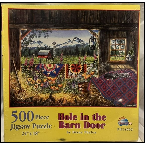 Sunsout "Hole In The Barn Door" 500 Piece Puzzle by Diane Phalen