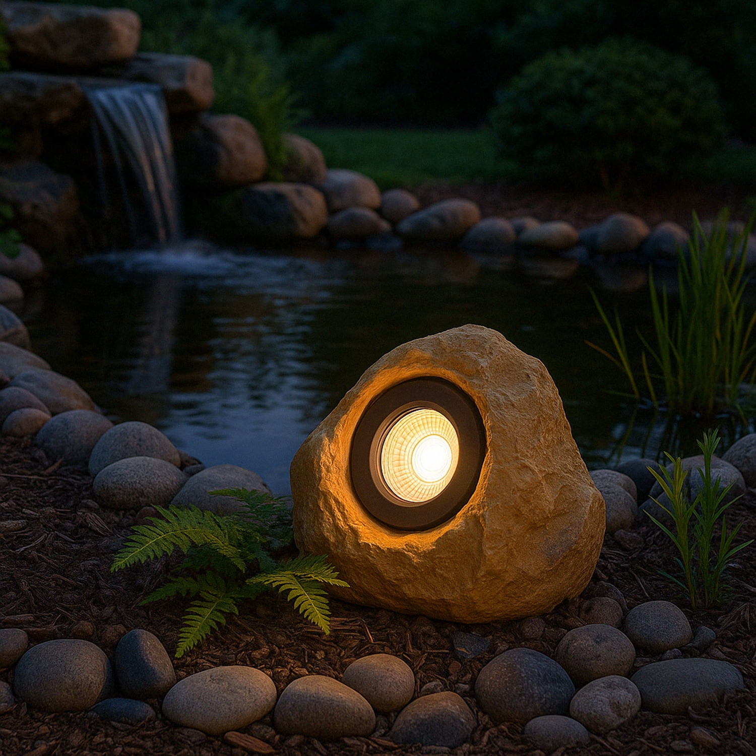 6 Pack 5CCT LED Outdoor Stone Lights, 12-24V AC/DC, 5W Low Voltage Outdoor Landscape Spotlights for Garden & Yard, Triangular Stone Light, IP65 Weatherproof, Yellow