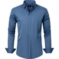 thumbnail image 1 of J.VER Camisas de vestir para hombre, camisa formal de manga larga, elástica, sin arrugas, informal, con botones, 1 of 4