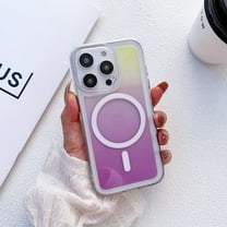 Feishell Slim Case for iPhone 14 Pro,Compatible with MagSafe Charger,Shockproof Lightweight Stylish Gradient Magnetic Anti-Scratch Thin Fit Protective Phone Cover,Purple Yellow