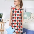 thumbnail image 4 of Vsdgher Chemises de Nuit Rouges et Noires à Losanges pour Filles, Manches Courtes à Volants, Robe de Nuit, Vêtements de Nuit, Pyjamas pour Fête Pyjama-TTG, 4 of 6