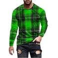 thumbnail image 2 of YOIAVAIOY T-Shirts à Carreaux pour Hommes T-Shirts Graphiques Stylés Manches Longues Col Rond Hauts Tee Chandails Légers Blouses Vert P, 2 of 5