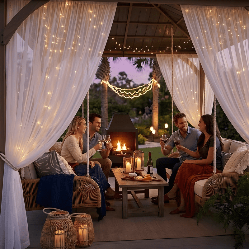 NICETOWN 2 Panels Mosquito Net Waterproof Outdoor Sheer Curtains, Rod Pocket Beathable Mosquito Shield Drapes with Adjustable Length, W118 x L120, White