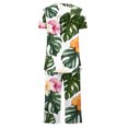 thumbnail image 5 of hxobax Womens Pajama Sets 2 Piece Lounge Wear Floral Printed Pleated Crewneck Short Sleeve Shirt Tops and Capri Pants Sleepwear Pjs Sets Ladies Matching Set Loungewear Nightwear,#02_Green,Large, 5 of 5