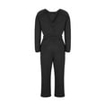 thumbnail image 5 of SDNall Womens Solid Color Round-Neck Elastic Waist Pockets Loose Jumpsuit, 5 of 8