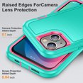 thumbnail image 4 of iPhone 13 Case with Built-in Metal Kickstand, Dteck 3-Layer Full Body Protection [Without Screen Protector] Rugged Heavy Duty Durable Cover Case for Apple iPhone 13, Mint+Rose, 4 of 8