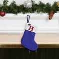 thumbnail image 4 of Kbndieu 2Pcs Blue Christmas Stockings with Initials, Super Soft White Plush Cuff Classic Monogrammed Knitted Christmas Stockings for Christmas Party Fireplace Family Hanging Stocking Decorations H, 4 of 5