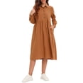 thumbnail image 1 of Vestido suelto de mujer con bolsillos Manga larga Vestido vintage de talla grande MABOTO  Vestido, 1 of 7