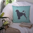 thumbnail image 3 of Portuguese Water Dog Checkerboard Blue Fabric Decorative Pillow, 3 of 4