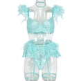 thumbnail image 1 of Conjunto sexy de encaje de plumas para mujer, ropa interior sexy con encanto de industria pesada, 1 of 6