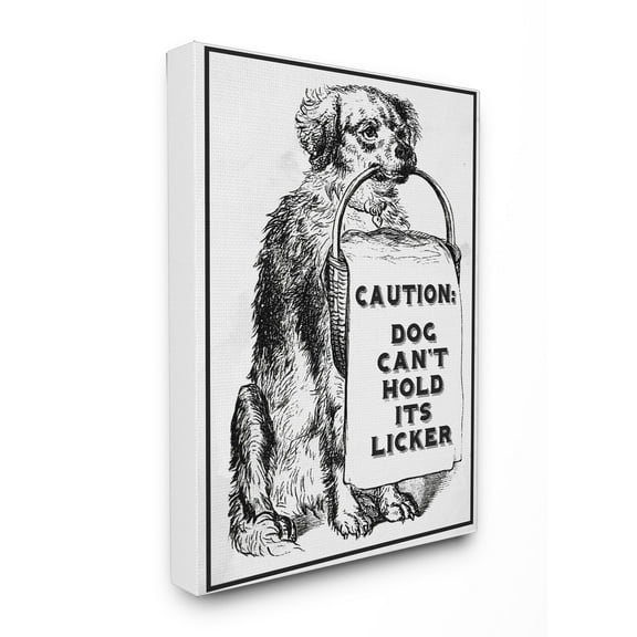 The Stupell Home Decor Collection Caution Dog Can't Hold His Licker Liquor Oversized Stretched Canvas Wall Art