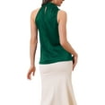 thumbnail image 3 of INSPIRE CHIC Women's Halter Neck Satin Tops Elegant Sleeveless Summer Top L Dark Green, 3 of 5